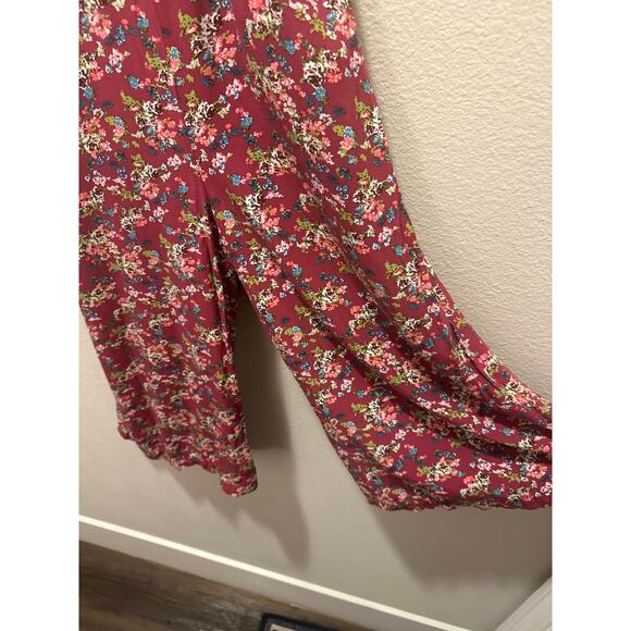 Xhilaration Funky Boho Floral Print Halter Overall Jumpsuit Pockets - Small - Picture 5 of 7
